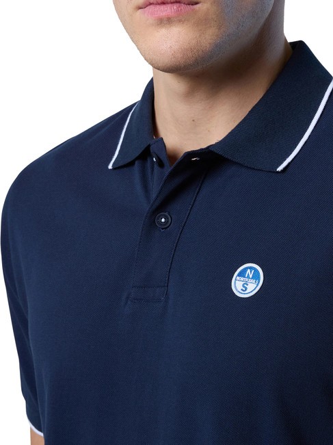 COLLAR STRIPED Kurzarm-Poloshirt aus Baumwolle Navy blau - Herren-Polo-Shirts/Herren-Polo-Shirt/Herrenpoloshirt/Herrenpoloshirts