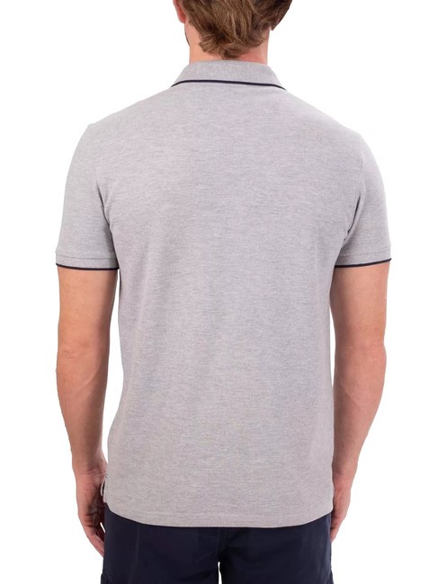 COLLAR STRIPED Kurzarm-Poloshirt aus Baumwolle graue Melange - Herren-Polo-Shirts/Herren-Polo-Shirt/Herrenpoloshirt/Herrenpoloshirts