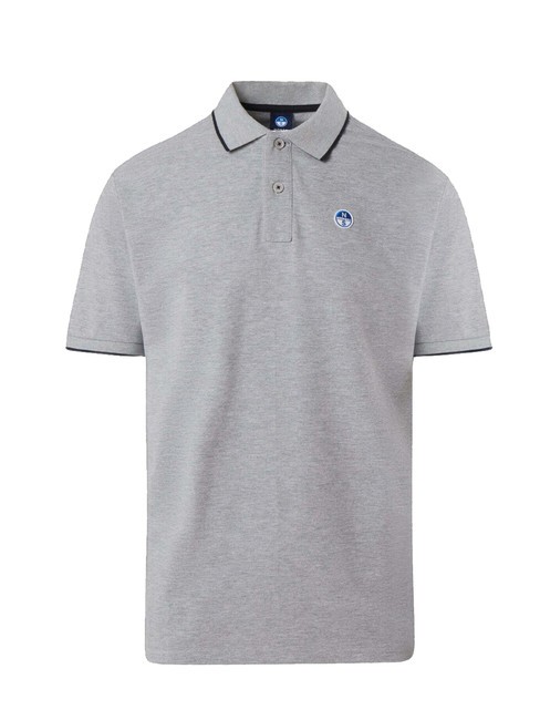 COLLAR STRIPED Kurzarm-Poloshirt aus Baumwolle graue Melange - Herren-Polo-Shirts/Herren-Polo-Shirt/Herrenpoloshirt/Herrenpoloshirts