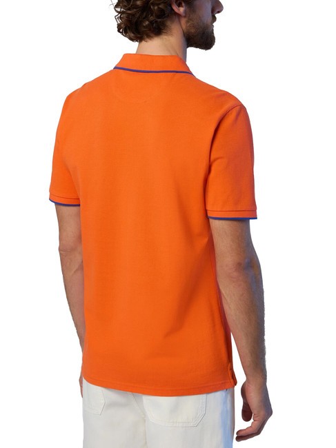 COLLAR STRIPED Kurzarm-Poloshirt aus Baumwolle Flammenorange - Herren-Polo-Shirts/Herren-Polo-Shirt/Herrenpoloshirt/Herrenpoloshirts