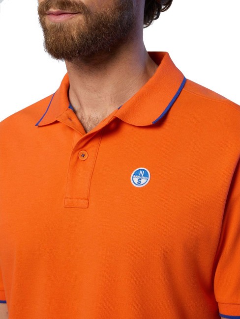 COLLAR STRIPED Kurzarm-Poloshirt aus Baumwolle Flammenorange - Herren-Polo-Shirts/Herren-Polo-Shirt/Herrenpoloshirt/Herrenpoloshirts