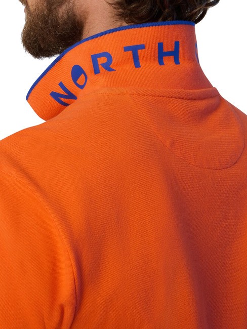 COLLAR STRIPED Kurzarm-Poloshirt aus Baumwolle Flammenorange - Herren-Polo-Shirts/Herren-Polo-Shirt/Herrenpoloshirt/Herrenpoloshirts