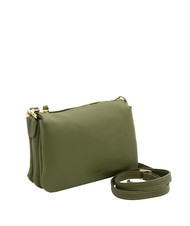 LESAC SIMONA Umh&auml;ngetasche aus Tris-Dollar-Leder Olive - Damentaschen - 2