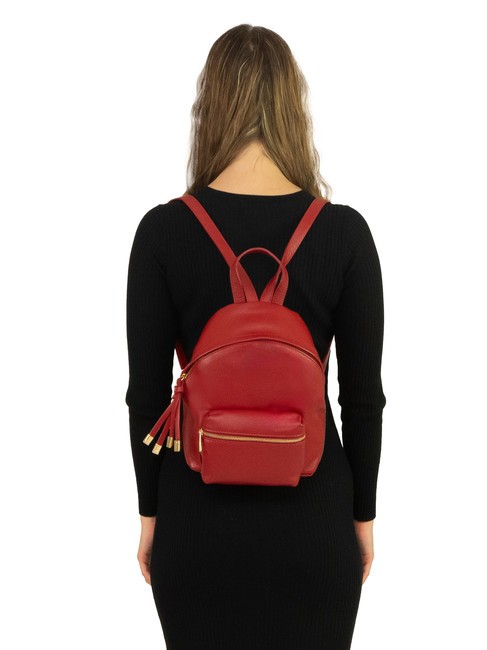 VANESSA Dollar-Rucksack aus Leder Rot - Damentaschen
