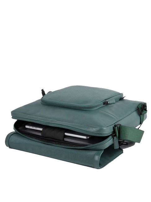 CAMPIONARIO - KYOTO Messenger f&uuml;r 14-Zoll-PC, aus Leder GR&Uuml;N - Arbeitstaschen