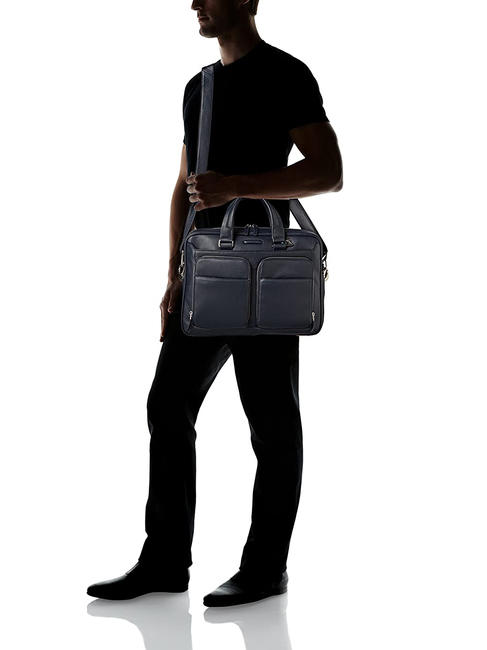 CAMPIONARIO - MODUS Aktentasche aus Leder f&uuml;r PC 14 " Blau - Arbeitstaschen