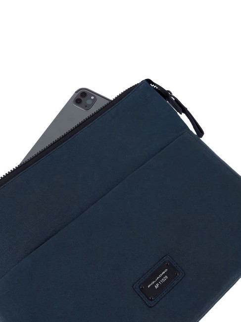 CAMPIONARIO - HARPER Flache Clutch aus Leder Blau - Tablettmappe &amp; Organizer