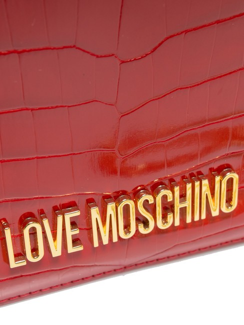 SHINY CROCO Clutch mit Schulterriemen aus Metall ROT - Damentaschen