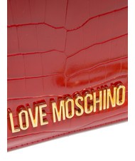 LOVE MOSCHINO SHINY CROCO Clutch mit Schulterriemen aus Metall ROT - Damentaschen - 3