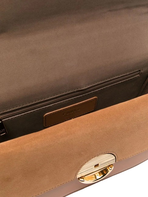 SFERA Umh&auml;ngetasche aus Leder mit Klappe Brandy - Damentaschen