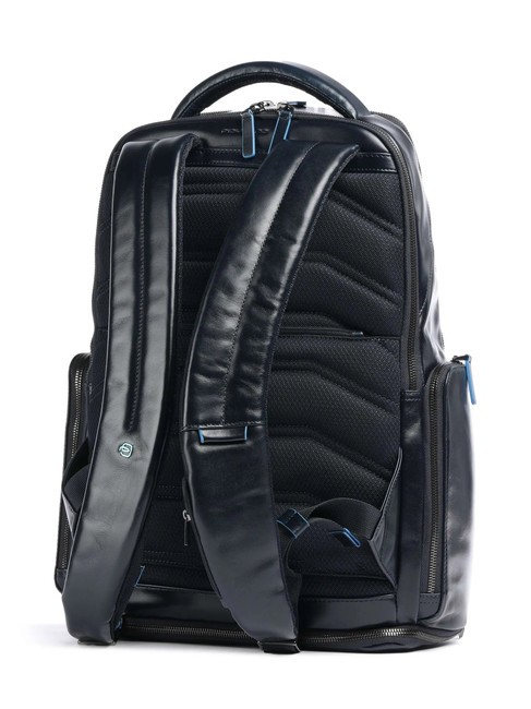 BLUE SQUARE  15,6-Zoll-Laptop-Rucksack aus Leder Blau - PC-Rucks&auml;cke