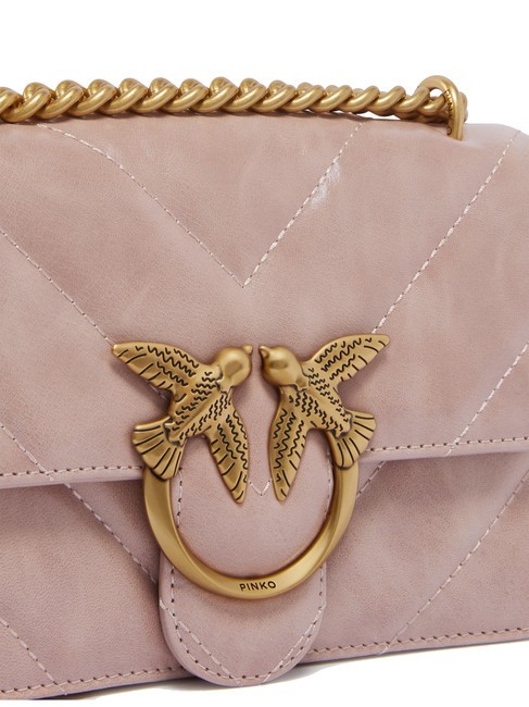 LOVE ONE MINI Mini-Tasche aus Spaltleder Puder-Antikgold - Damentaschen