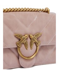 PINKO LOVE ONE MINI Mini-Tasche aus Spaltleder Puder-Antikgold - Damentaschen - 3