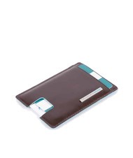 PIQUADRO CAMPIONARIO - BLUE SQUARE  Flaches Kartenetui aus Leder MAHAGONI - Brieftaschen Herren - 2
