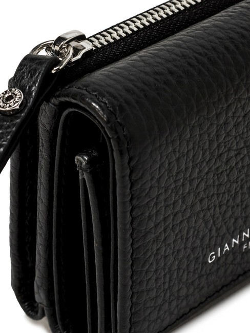 WALLETS GRAIN Kleine Geldb&ouml;rse aus genarbtem Leder Schwarz - Brieftaschen Damen