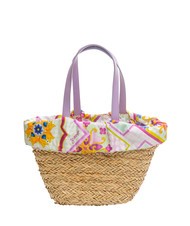 YNOT JAVA Mittelgro&szlig;e Strandtasche aus Stroh lila - Damentaschen - 4