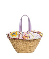 YNOT JAVA Gro&szlig;e Strandtasche aus Stroh lila - Damentaschen - 4