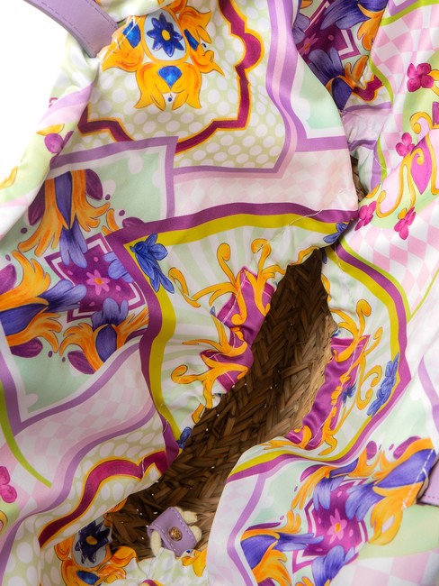 JAVA Gro&szlig;e Strandtasche aus Stroh lila - Damentaschen