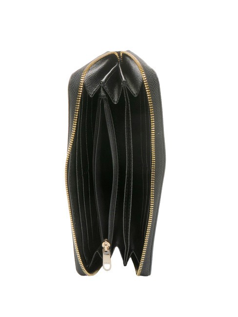 GARDENIA Gro&szlig;e Lederbrieftasche mit umlaufendem Rei&szlig;verschluss Schwarz - Brieftaschen Damen