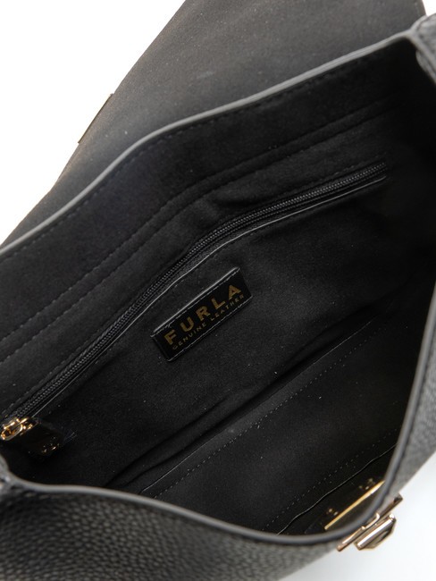 GLENN Satteltasche aus Leder mit Keria-Print Schwarz - Damentaschen