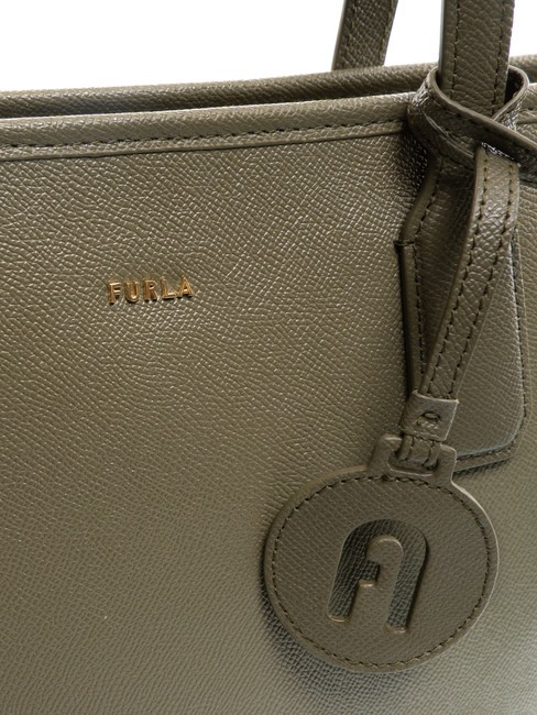 CLASSIC Shopper-Tasche aus Leder mit Andromeda-Print Salbei - Damentaschen