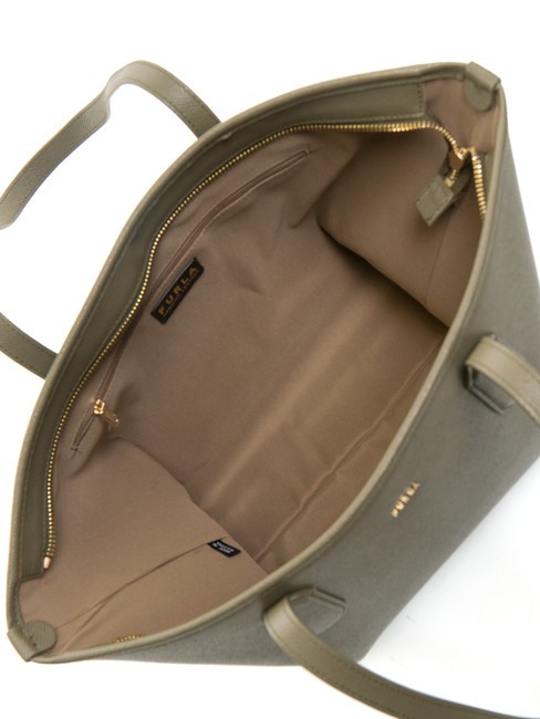 CLASSIC Shopper-Tasche aus Leder mit Andromeda-Print Salbei - Damentaschen