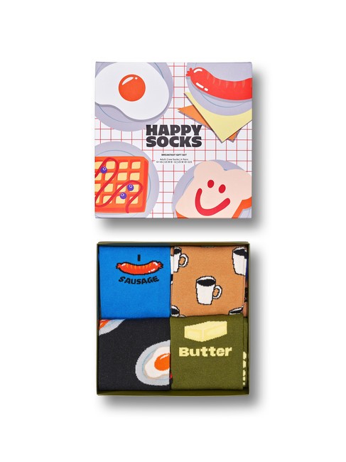 BREAKFAST Geschenkset mit 4 Paar Socken Blau - Unisex-Socken