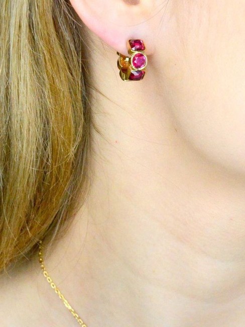 CRAZY EARRINGS Geometrische Ohrringe Gelbgold/Fuchsia - Ohrringe