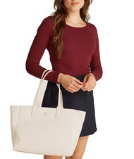 TOMMY HILFIGER TH SOFT LOGO Einkaufstasche Zuckerrohr - Damentaschen - 4