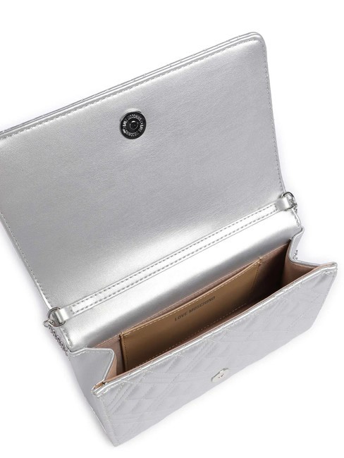 QUILTED Clutch mit Kettenschulterriemen Silber - Damentaschen