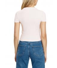 GUESS SS CN RIB LOGO Kurzarm-T-Shirt Zur&uuml;ckhaltendes Rosa - T-Shirts und Tops f&uuml;r Damen - 2