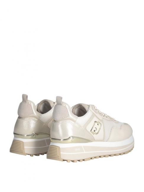 MAXI WONDER 01 Plateau-Sneaker aus Leder und Mesh Elfenbein - Damenschuhe