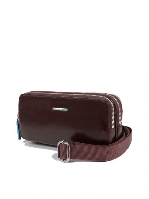 BLUE SQUARE Mini-Ledertasche mit 3 Rei&szlig;verschl&uuml;ssen MAHAGONI - Tablettmappe &amp; Organizer