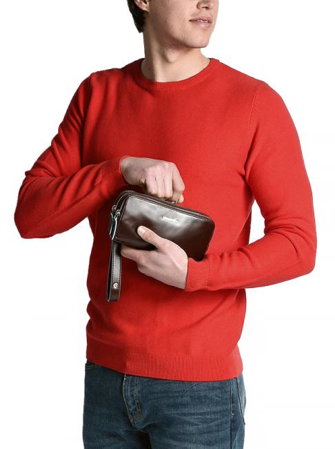 BLUE SQUARE Mini-Ledertasche mit 3 Rei&szlig;verschl&uuml;ssen Blau - Tablettmappe &amp; Organizer