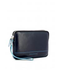 PIQUADRO BLUE SQUARE Clutch aus Leder mit Manschette Blau - Umh&auml;ngetaschen Herren - 2