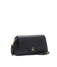 COCCINELLE C-ME Tasche aus geh&auml;mmertem Leder mit Klappe Schwarz - Damentaschen - 2