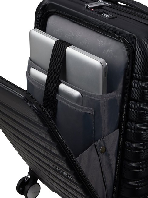 FLASHLINE Kabinentrolley mit 15,6-Zoll-Laptopfach Schatten schwarz - Handgep&auml;ck