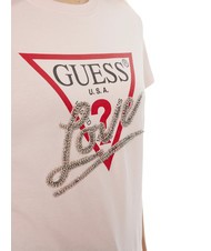GUESS SS CN TRIANGLE LOVE Baumwoll-T-Shirt Zur&uuml;ckhaltendes Rosa - T-Shirts und Tops f&uuml;r Damen - 3