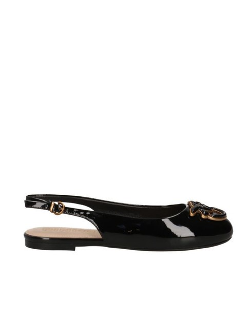 MAGGY Gl&auml;nzende Ballerinas mit Slingback schwarze Limousine - Damenschuhe