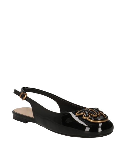 MAGGY Gl&auml;nzende Ballerinas mit Slingback schwarze Limousine - Damenschuhe