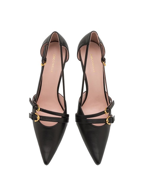 FERNANDA Lederpumps mit Riemen Schwarz - Damenschuhe