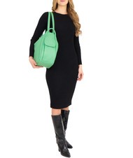 LESAC TRIO  Rucksack aus geh&auml;mmertem Leder Gr&uuml;n - Damentaschen - 4