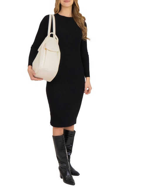 TRIO  Rucksack aus geh&auml;mmertem Leder Wei&szlig; - Damentaschen