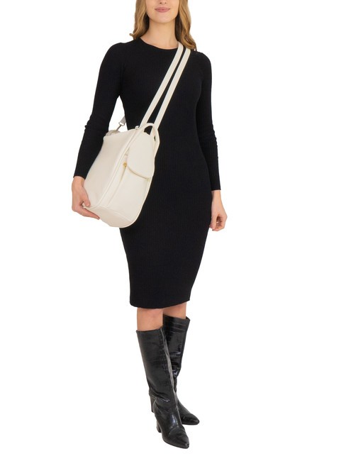 TRIO  Rucksack aus geh&auml;mmertem Leder Wei&szlig; - Damentaschen