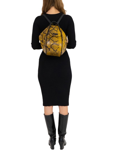 TRIO Rucksack aus St. Pythonleder braune Python - Damentaschen