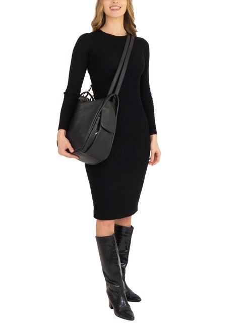 TRIO  Rucksack aus geh&auml;mmertem Leder schwarz25 - Damentaschen