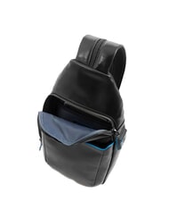 PIQUADRO BLUE SQUARE One-Shoulder-Rucksack aus Leder Schwarz - Umh&auml;ngetaschen Herren - 5