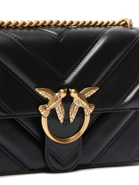 LOVE ONE CLASSIC Umh&auml;ngetasche aus Leder schwarz-antikgold - Damentaschen