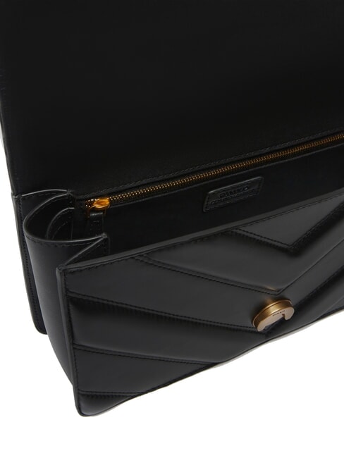 LOVE ONE CLASSIC Umh&auml;ngetasche aus Leder schwarz-antikgold - Damentaschen