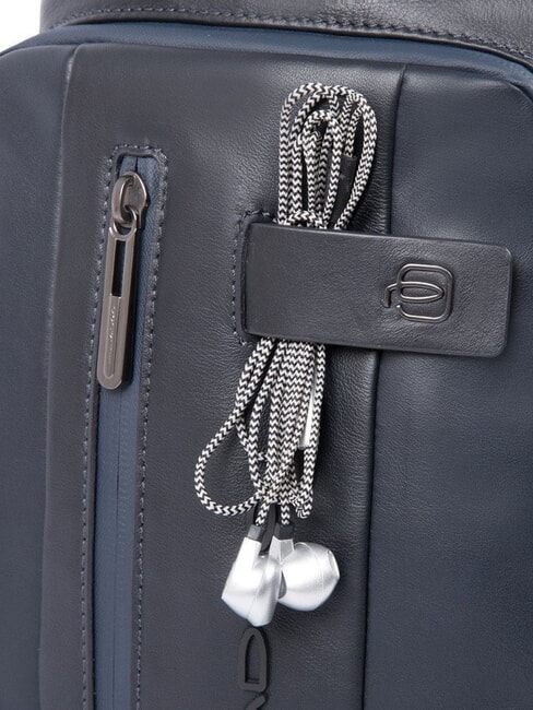 URBAN One-Shoulder-Tasche aus Leder Blau - PC-Rucks&auml;cke